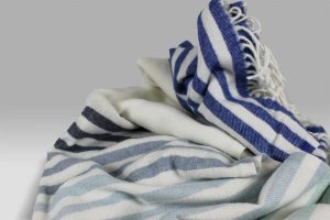 Plaid Mattonelle Cobalt righe bluette Designers Guild