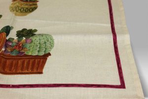 Canovaccio Kactus viola lino stampato Tessitura Toscana Telerie