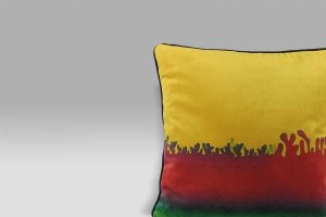 Cuscino 50x50 Henry velluto giallo-rosso-verde Foresti Home Collection