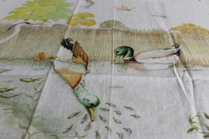 Tovaglia Eden lago stampa piazzata su lino Tessitura Toscana Telerie