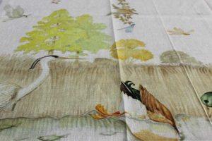 Tovaglia Eden lago stampa piazzata su lino Tessitura Toscana Telerie