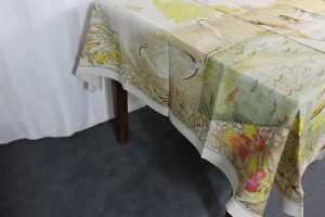 Tovaglia Eden lago stampa piazzata su lino Tessitura Toscana Telerie