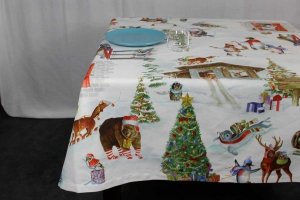 Tovaglia Snowy Christmars Tessitura Toscana Telerie
