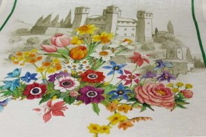Canovaccio Floralia Verde Tessitura Toscana Telerie