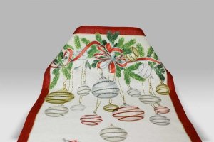 Canovaccio La Table Au Noel rouge Tessitura Toscana Telerie
