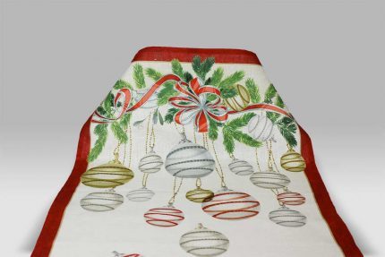 Canovaccio La Table Au Noel rouge Tessitura Toscana Telerie