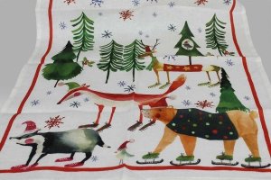 Canovaccio Natale Nel Bosco rosso Tessitura Toscana Telerie