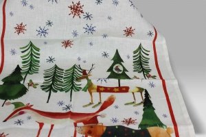 Canovaccio Natale Nel Bosco rosso Tessitura Toscana Telerie
