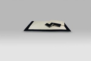 Completo Lenzuola Plasir Raso avorio blu notte Micol