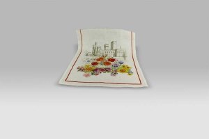Canovaccio Floralia rosso Tessitura Toscana Telerie