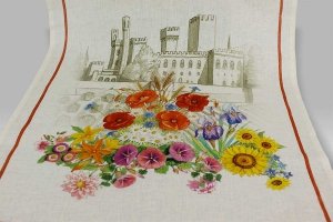 Canovaccio Floralia rosso Tessitura Toscana Telerie