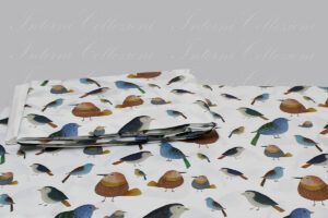 Completo Lenzuola Izylinens Mindo Birds Tessitura Toscana Telerie