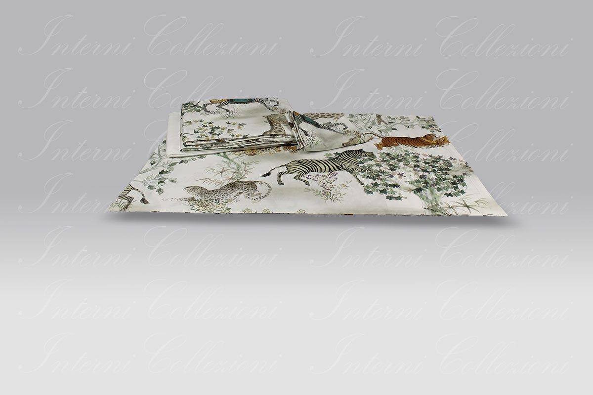 Completo Lenzuola Jambo animali Tessitura Toscana Telerie Completo Lenzuola Jambo animali Tessitura Toscana Telerie