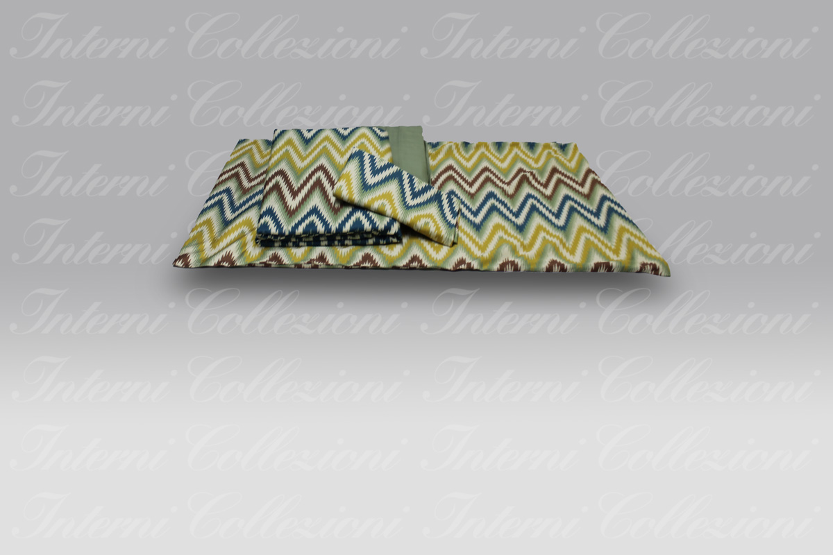Completo Lenzuola Zig Zag 8437 blu-ocra Tag House Completo Lenzuola Zig Zag 8437 blu-ocra Tag House