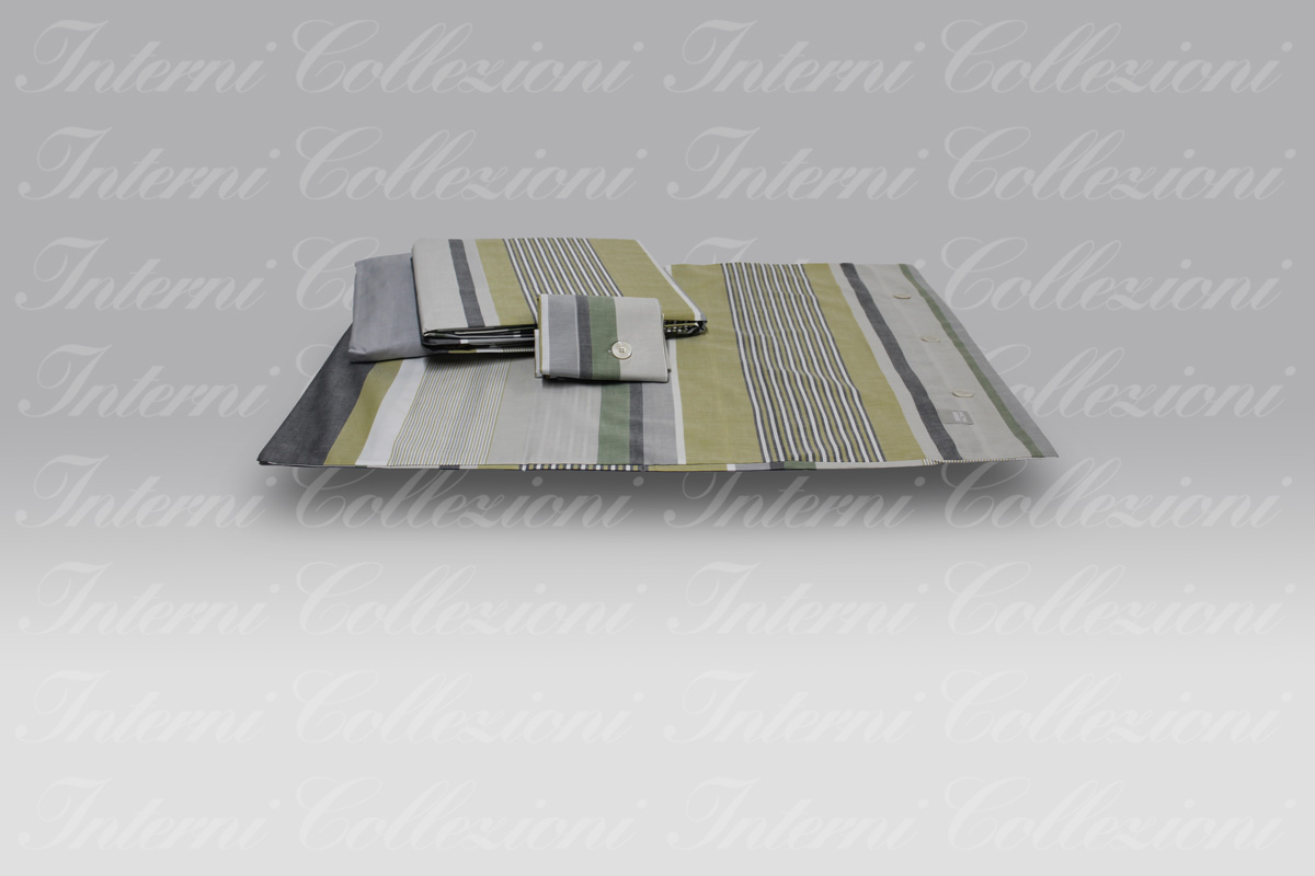 Completo lenzuola Gastone verde-grigio Martha O'Neil Completo lenzuola Gastone verde-grigio Martha O'Neil