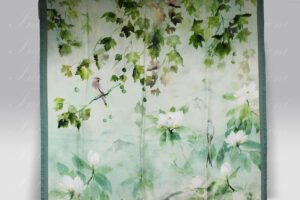 Plaid Maple Tree Celadon lino Designers Guild