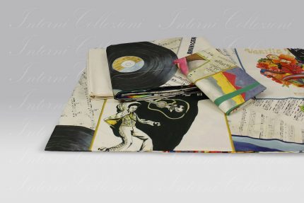 Completo Lenzuola Izylinens Vinile Dischi Tessitura Toscana Telerie