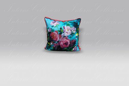 Cuscino Bouquet de Roses tourquoise Designers Guild