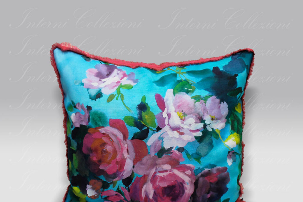 Cuscino Bouquet de Roses tourquoise Designers Guild