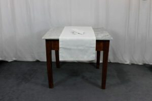 Runner con tovaglioli Origami argento Tessitura Randi