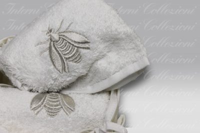 Set 2 Lavette Api Satin bianco-grigio Mastro Raphael