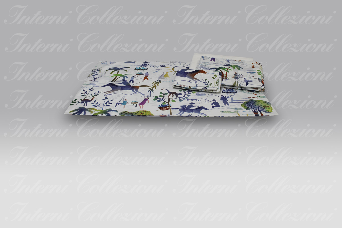 Completo Lenzuola Izylinens Coco personaggi Tessitura Toscana Telerie Completo Lenzuola Izylinens Coco personaggi Tessitura Toscana Telerie