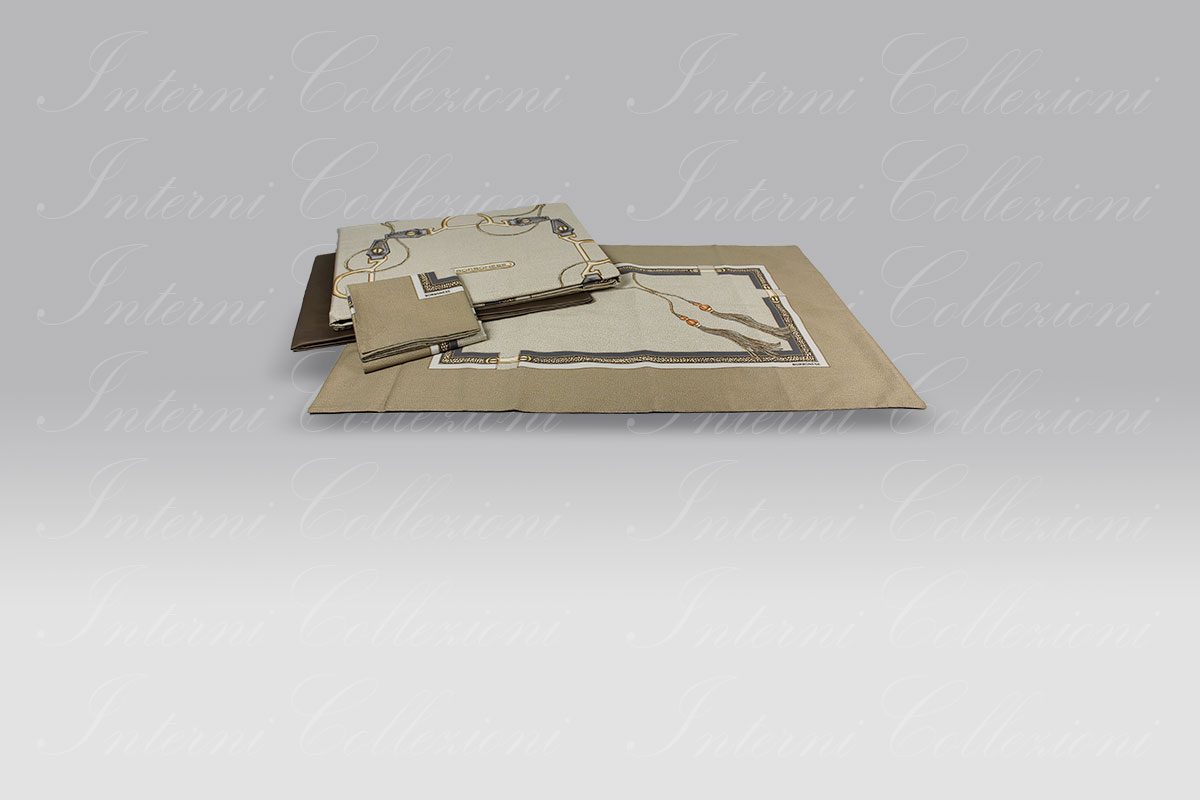 Completo Copripiumino Ascot tortora Borbonese Completo Copripiumino Ascot tortora Borbonese