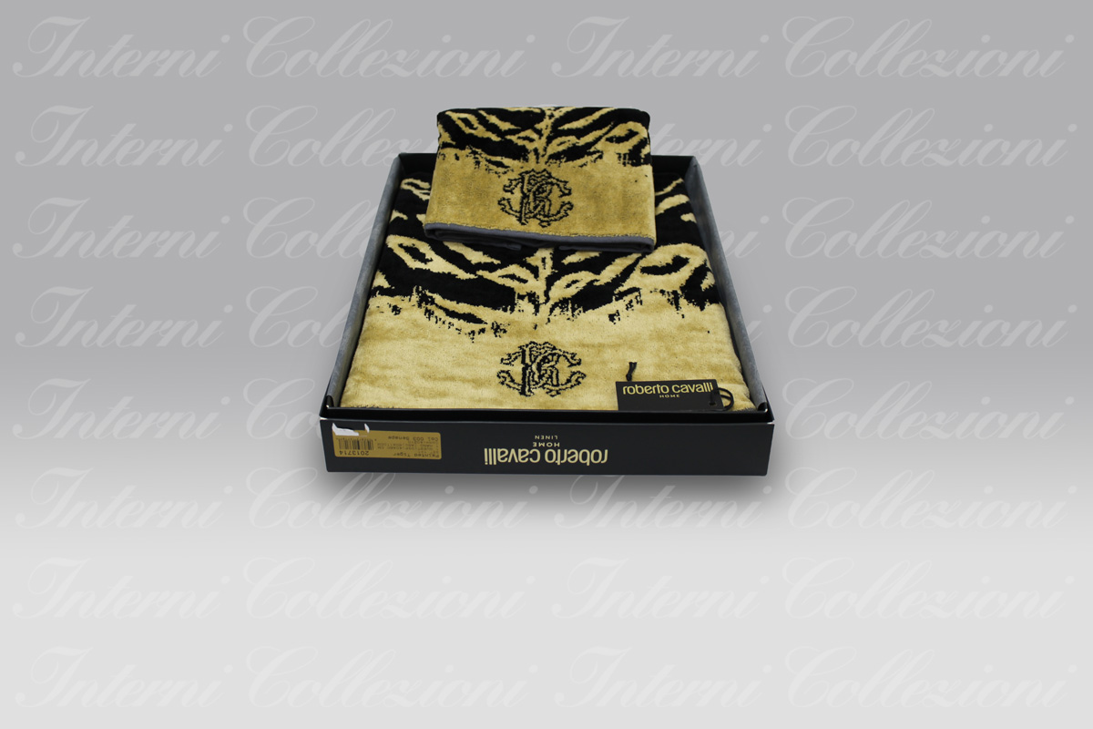 Coppia Spugna Painted Tiger senape Roberto Cavalli (1) Coppia Spugna Painted Tiger senape Roberto Cavalli