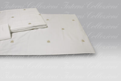 Completo Lenzuola Api Satin bianco ricamo beige Mastro Raphael