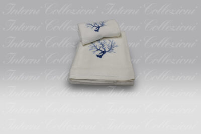 Coppia Asciugamani Corallomania avorio-azzurro Mastro Raphael
