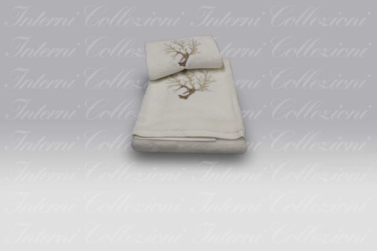 Coppia Asciugamani Corallomania avorio-beige terra Mastro Raphael (1) Coppia Asciugamani Corallomania avorio-beige terra Mastro Raphael