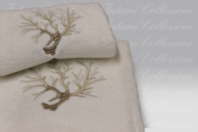 Coppia Asciugamani Corallomania avorio-beige terra Mastro Raphael