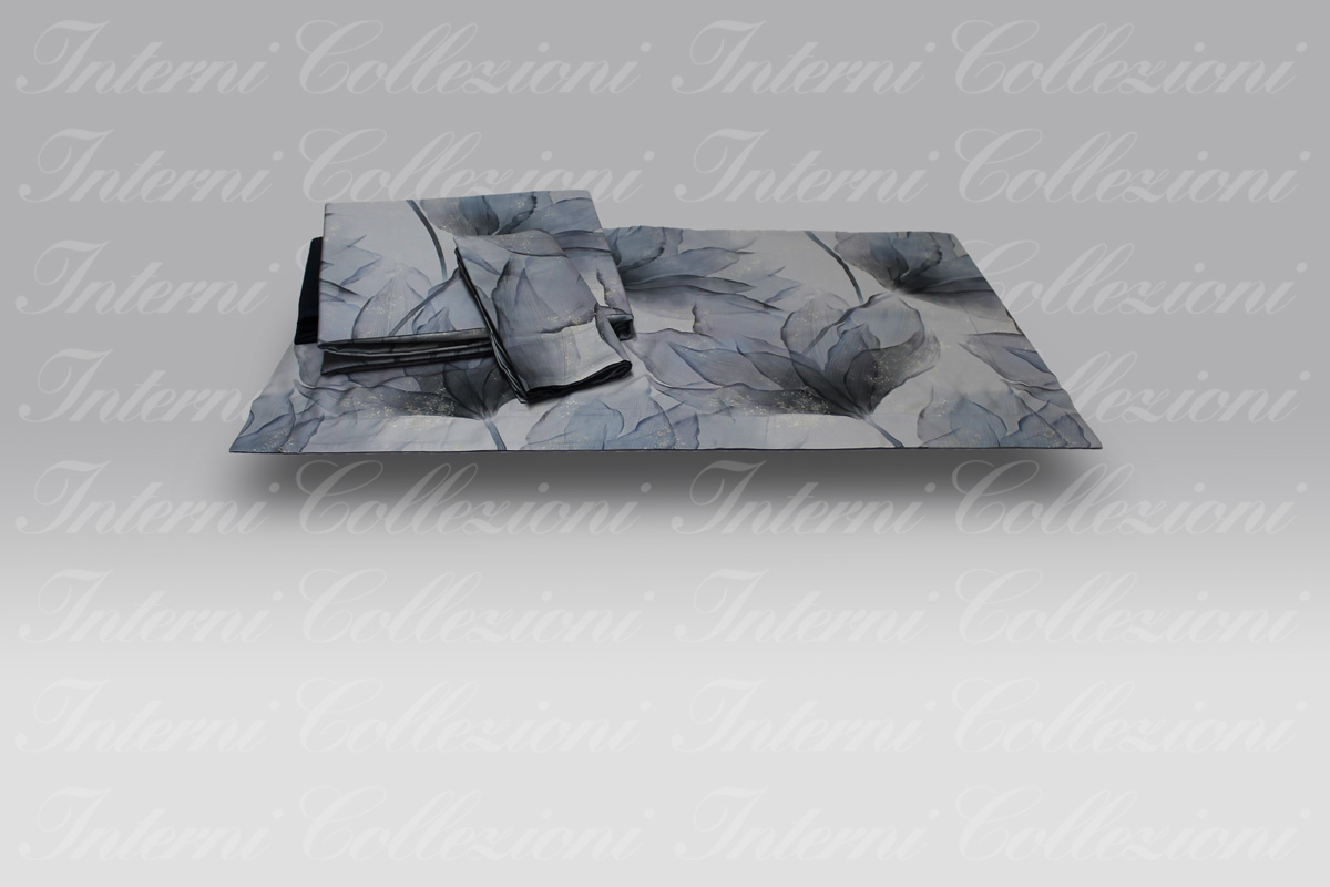 Completo Letto Abstract Flower grigio Mirabello (1) Completo Letto Abstract Flower grigio Mirabello