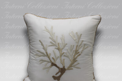 Cuscino Corallomania satin bianco ricamo beige.naturale Mastro Raphael