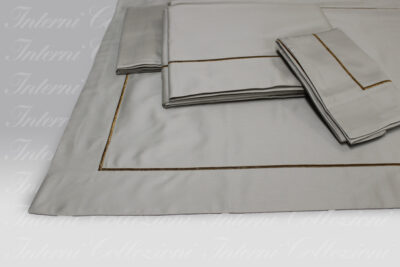 Completo Lenzuola Perlage seppia-bronzo lurex Dea